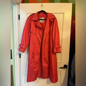 London Towne Vintage Coral Pink Raincoat Trench Coat